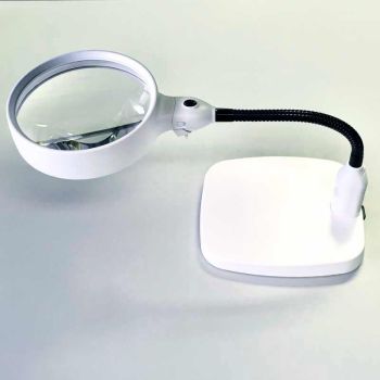 Desktop Stand LED Magnifier Large 4x Double Lens, 6 Bright LED's, Hands Free 