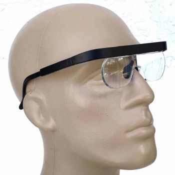Eyeglass Style Hands Free Magnifier LED  for macular degeneration and inspection on head view