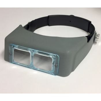 front view of grey professional industrial quality headband magnifier with 2.5x lens