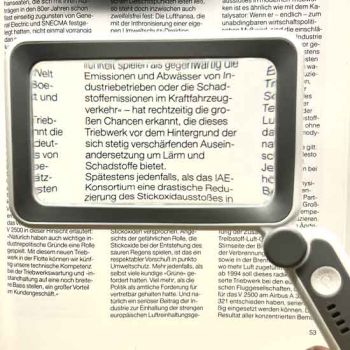 Large 3x rectangular rechargeable led magnifier with 3 brightness settings and usb charging cable magnifying text