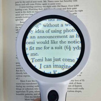large high power Double glass lens led magnifier magnifying text 