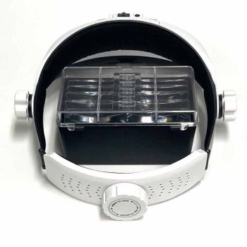 Headband Magnifier Visor Style,8 leds warm/cold LED,5 Lenses, Neoprene Headband with lens case in center
