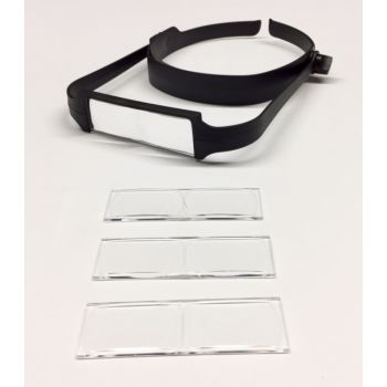 ultra light weight headband magnifier with 4 lenses shown