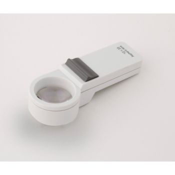 White 10x aspheric lens led magnifier with grey on off button