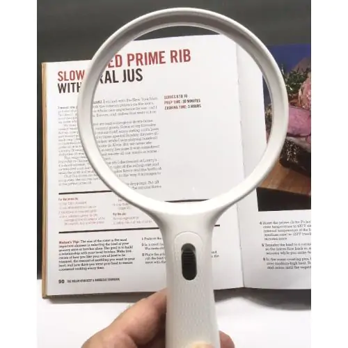 Large Handheld Magnifier, 2x, 5" Inch Magnifying Glass ,3 LED magnifying text