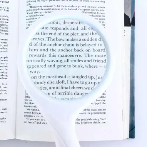 white glass lens reading magnifying glass