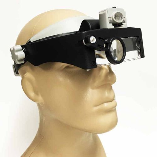 Premium Head-Worn LED Lighted Headband Magnifier, Visor Style, Center  Mounted 5 LED Illumination, 5x Swivel Eye Loupe