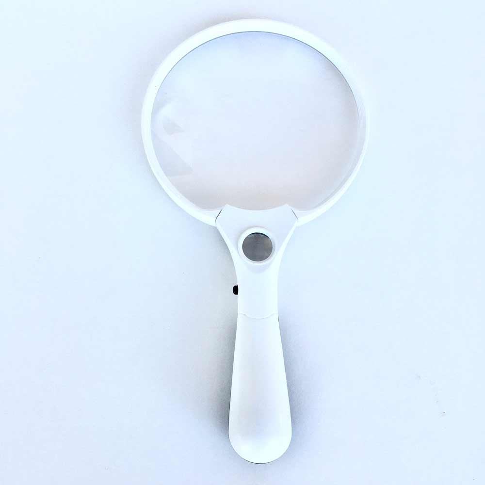 Large Handheld Magnifier, 2x,4x,10x, 5 inch Magnifying Glass 3 LED